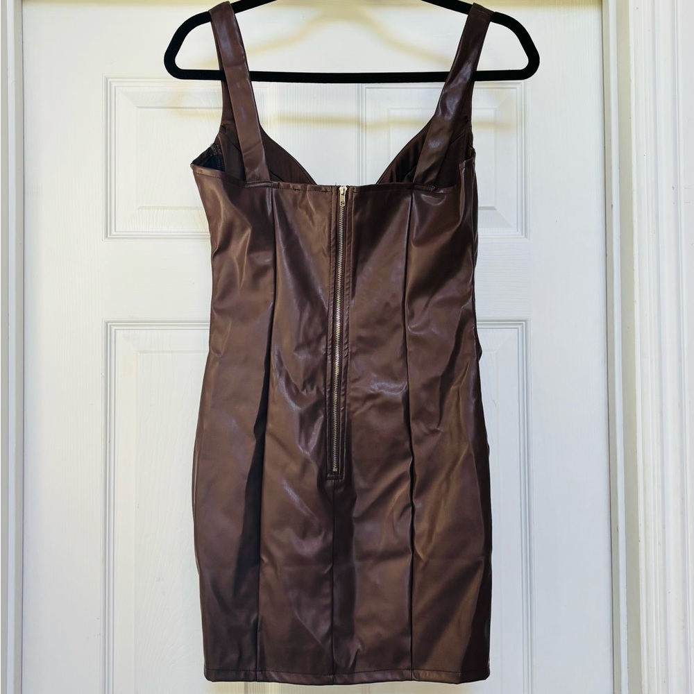 Fashion Nova Chocolate Faux Leather Mini Dress - Picture 12 of 12